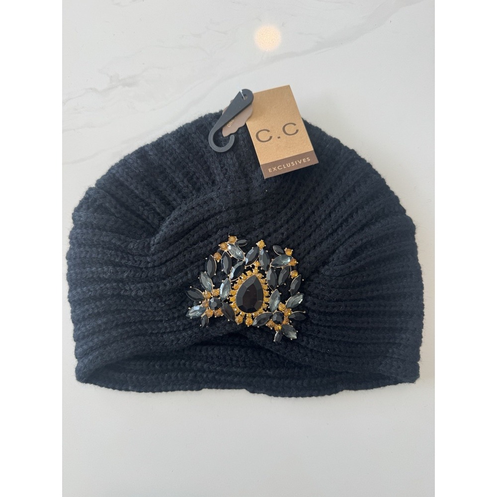 C.C. Hat Black Gold Fall Winter One Size NWT